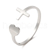304 Stainless Steel Open Cuff Ring RJEW-Z026-03P-1
