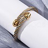 304 Stainless Steel Torque Bangles for Women BJEW-P310-25GP02-3