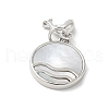 Brass Pave Natural White Shell Pendants KK-S522-12P-2