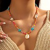 Summer Beach Natural Shell Pendant Glass Seed Beaded Necklaces for Women FS-WGEF253-03-1