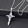 Cross Alloy Rhinestone Pendant Necklaces for Men FS-WG275E1-02-1