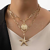 Bohemian Summer Alloy Shell Shape Starfish Pendant Double Layered Necklaces for Women FS-WGC6D9A-01-2