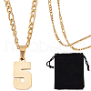 Beebeecraft 1Pc 304 Stainless Steel Figaro Chain Number Pendant Necklaces NJEW-BBC0001-28E-G-1