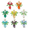 Glass with Round Shell Pearl and Acrylic Charms Pendants PALLOY-MZ00647-1