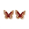 Butterfly Brass Micro Pave Clear Cubic Zirconia Stud Earrings EJEW-K308-03G-2