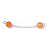 7Pcs 7 Styles Dyed Natural Quartz & Carnelian & Rose Quartz & Black Onyx & Malaysia Jade Round Beads Brass Tube Connector Charms PALLOY-JF03714-3
