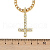 Alloy Full Crystal Rhinestone Inverted Cross Pendant Necklaces NJEW-P333-01G-5
