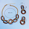 Alloy with Acrylic Oval Link Chain Pendant Necklace & Stud Dangle Earring Sets FS-WGB1D27-01-2