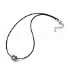 Natural Amethyst & Glass Seed Beads Cluster Flower Pendant Necklaces NJEW-MZ00095-02-4