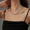 Natural Flower Amazonite Faceted Round Beaded Necklaces for Women JF8893-1