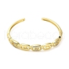 Brass Micro Pave Clear Cubic Zirconia Hollow Oval Open Cuff Bangles for Woman BJEW-M312-02A-G-2