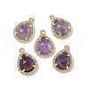Natural Amethyst Faceted Teardrop Pendants G-U028-02G-03-1