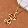 304 Stainless Steel Hollow Cut Yoga Om Lotus Flower Pendant Necklaces NJEW-Z073-02G-02-3