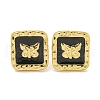 Square with Butterfly Ion Plating(IP) 304 Stainless Steel Stud Earrings EJEW-G400-17G-01-2