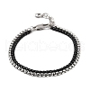 304 Stainless Steel Box Chain Multi-strand Bracelets for Men Women BJEW-Q038-03-4