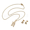 Hollow French Bulldog 201 Stainless Steel Pendant Necklaces & Stud Earrings Sets for Women SJEW-Q025-06G-4