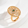 Brass Micro Pave Cubic Zirconia Hollow Geometric Adjustable Finger Rings EG4764-4-1
