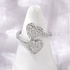 Brass Micro Pave Cubic Zirconia Cuff Rings for Women RJEW-C129-12P-2