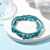 Chip & Round Synthetic Turquoise Beaded Stretch Bracelets for Women BJEW-JB10189-06-2