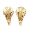 Shell Shape Brass Micro Pave Clear Cubic Zirconia Hoop Earring Findings with Latch Back Closure EJEW-A058-24G-2