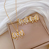Brass Micro Pave Cubic Zirconia Pendant Necklace & Stud Earrings WG7AC39-157-1
