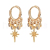 Star Brass Dangle Huggie Hoop Earrings EJEW-SW00001-06-1