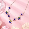 2Pcs 2 Colors Crackle Glass & Natural Quartz Crystal Fruit Bib Necklaces for Women NJEW-JN05202-4