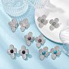 Natural Mixed Gemstone Flower Stud Earrings EJEW-JE05319-02-4