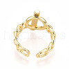 Brass Micro Pave Clear Cubic Zirconia Cuff Rings for Women KK-T074-17G-2
