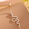 Snake Brass Micro Pave Clear Cubic Zirconia Curved Barbell Belly Rings AJEW-L099-03G-1