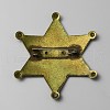 Blank Star Iron Brooch Findings IFIN-WH0070-16AB-2