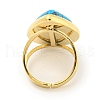 Ion Plating(IP) 304 Stainless Steel Synthetic Turquoise Cuff Rings G-Z056-09G-02-3