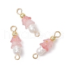 Frosted Flower Natural Cultured Freshwater Pearl & Acrylic Connector Charms PALLOY-JF03590-05-1