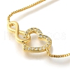 Rack Plating Brass Micro Pave Clear Cubic Zirconia Box Chain Infinity Heart Link Slider Bracelets BJEW-H614-06G-2