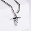 Retro Rock Punk Men's Bull Head Stainless Steel Pendant Necklaces QT5841-1-1