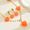 Elegant Vintage Iron Resin Heart-shaped Sweater Earrings & Necklaces Sets for Women ZO7352-1