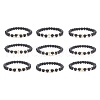 9Pcs 9 Style Bear & Cross & Moon & Crown & Heart & Butterfly Brass Beaded Stretch Bracelets Set BJEW-JB08905-1
