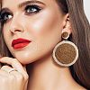 Woven Flat Round Alloy Raffia Dangle Stud Earrings FS-WG1ECDE-05-1
