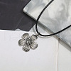 Flower Alloy with Imitation Leather Cord Pendant Necklace & Hoop Earring Sets FS-WGDD3CA-01-3