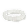 Sqaure Natural Quartz Crystal Beads Stretch Bracelets for Women Men BJEW-C097-06W-4