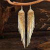 Bohemian Style Handmade Glass Seed Beads Tassel Dangle Earrings ET3695-1-1