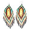New Chinese Style Handmade Glass Seed Beads Tassel Dangle Earrings ZA0081-5
