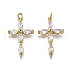 Brass Micro  Pave Clear Cubic Zirconia Pendants KK-R133-008G-NF-1