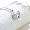 Mother's Day Brass Micro Pave Clear Cubic Zirconia Mother and Baby Heart Pendant Necklaces for Women NJEW-C085-01C-P-1