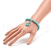 Synthetic Turquoise(Dyed) Beaded Stretch Bracelet with Skull Charm BJEW-JB08286-02-3
