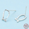 925 Sterling Silver Hollow Fish Stud Earrings STER-T005-06-5
