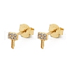 Key S925 Sterling Silver Micro Pave Clear Cubic Zirconia Stud Earrings for Women EJEW-K307-03B-G-4