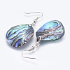 Abalone Shell/Paua Shell Dangle Earrings EJEW-P148-13-01-2