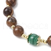 Natural Striped Agate & Tiger Eye Round Beaded Bracelets BJEW-JB11934-03-4