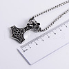 Vintage Stainless Steel Wolf Flower Hhammer Pendant Necklaces for Men DY0439-2